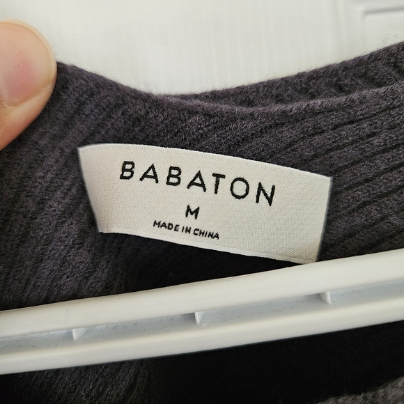 Babaton kitano dark grey ribbed wool and linen blend top - Picture 6 of 7